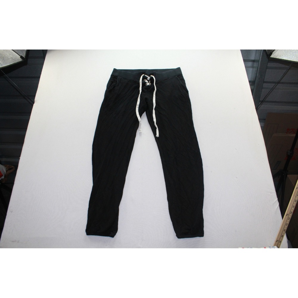 Monrow Sweatpants Mens Medium Black Excellent Lace Up Front Drawstring Joggers